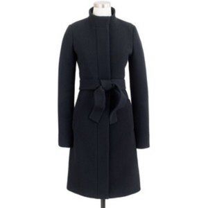 J. Crew NEW Black Double Cloth Funnel Coat Size 00